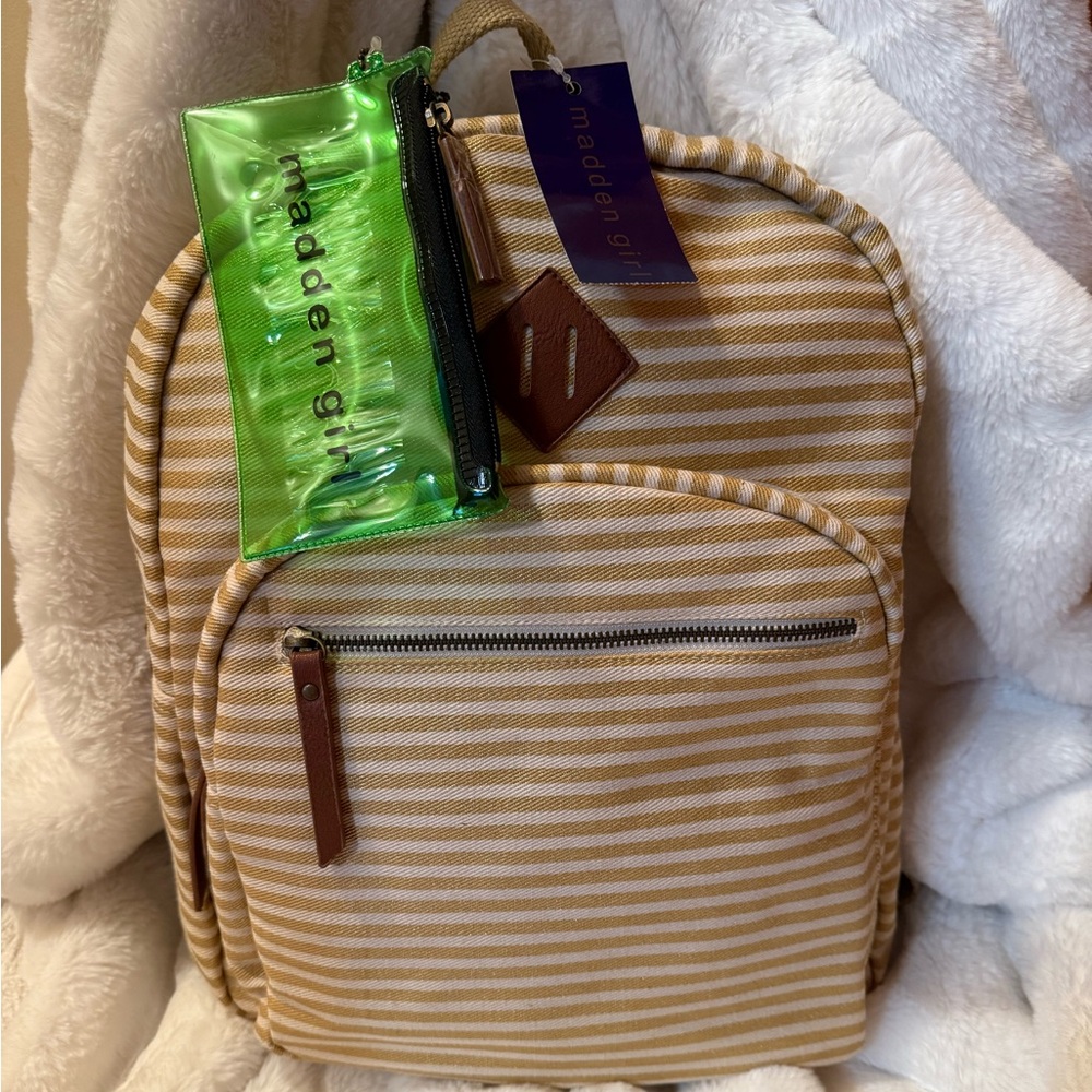 NWT Madden Girl Gold Stripe Backpack